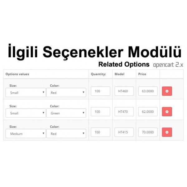 Opencart 2.x İlgili Seçenekler (related options)