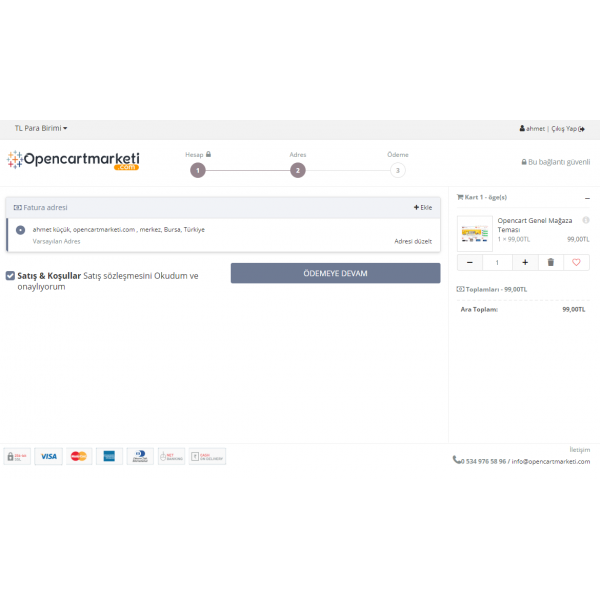 Opencart Ajax Tek Sayfa Ödeme v2