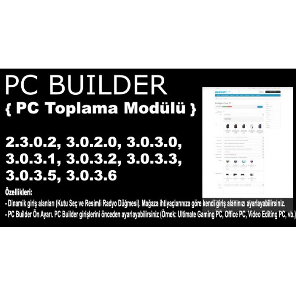 Opencart PC Toplama Modülü