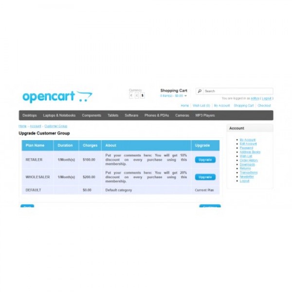 Opencart Ücretli Müşteri Grubu Modülü