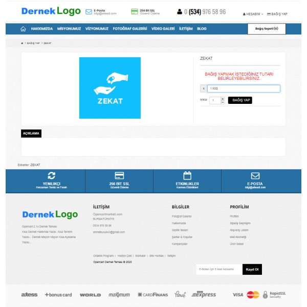 Opencart Bağış Modülü